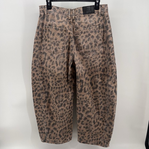 Free People We The Free Good Luck Mid-Rise Barrel Jeans Leopard Print Size 28 - Picture 2 of 12